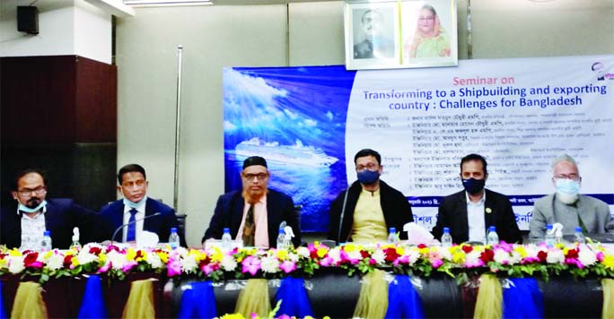 State Minister for Shipping Khalid Mahmud Chowdhury, among others, at a seminar on 'Transforming to a Shipbuilding and Exporting Country: Challenges for Bangladesh' organised by the Shipping Ministry in the auditorium of Engineers' Institute in the cit