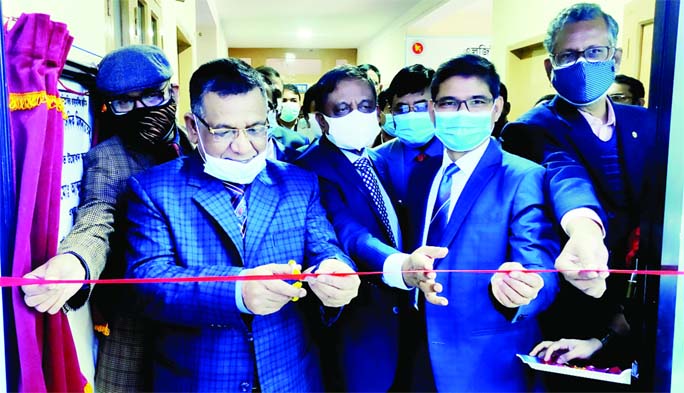 LGED chief engineer Abdur Rashid Khan inaugurates LGED hall in Rangpur on Friday by cutting a ribbon.