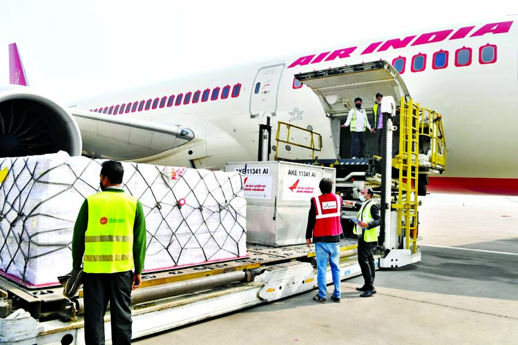 A special flight carrying 5 million Oxford-AstraZeneca 'Covishield' vaccine, produced by the Serum Institute of India (SII), arrives in Dhaka on Monday.