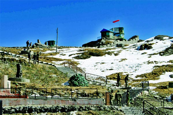 Indian army soldiers seen at the India-China trade route at Nathu La, 55 km (34 miles) north of Gangtok, capital of India's northeastern state of Sikkim