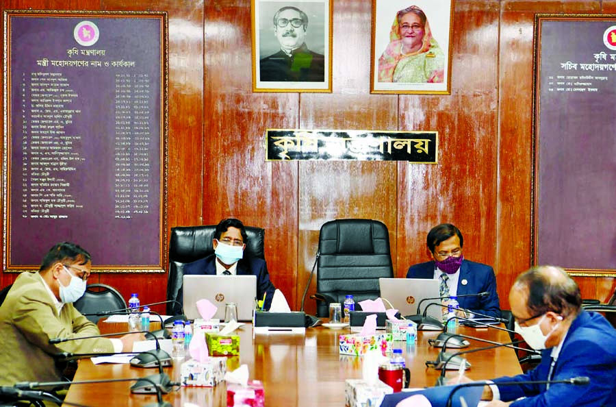 Agriculture Minister Dr. Abdur Razzaque presides over the ADP review meeting at the conference room of the ministry on Thursday.