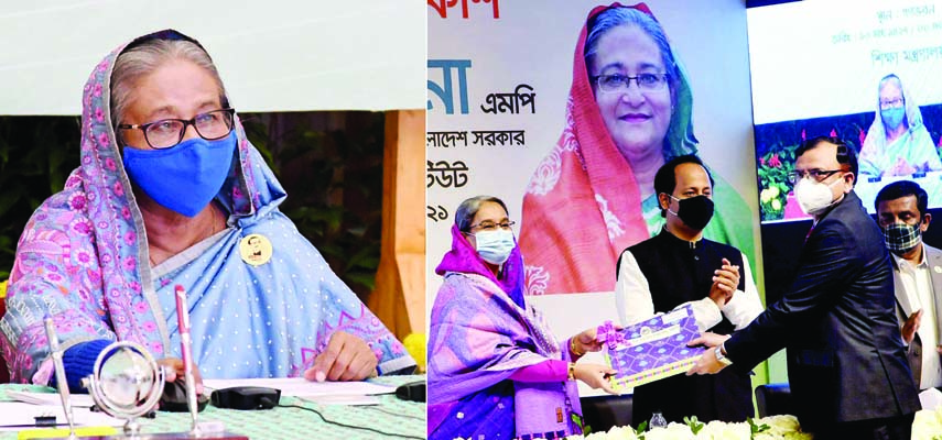 Prime Minister Sheikh Hasina unveils the results of Higher Secondary Certificate (HSC) and equivalent examinations through video conferencing from Ganabhaban on Saturday. Education Minister Dr. Dipu Moni receives the results from the chairmen of respectiv