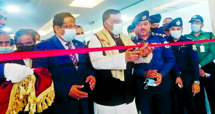 Home Minister Asaduzzaman Khan Kamal inaugurates 'Bangabandhu Corner' cutting ribbon at Navy Police Headquarters in the city on Wednesday.