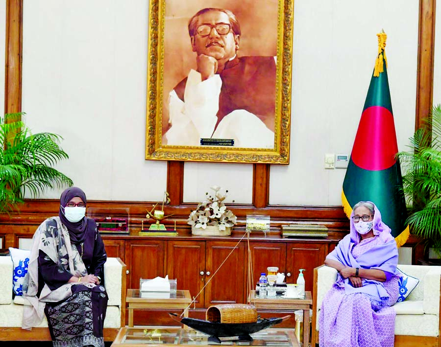 Malaysian High Commissioner to Bangladesh Haznah Md. Hashim calls on Prime Minister Sheikh Hasina at Ganobhaban in the capital on Sunday. PID photo