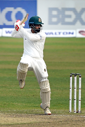 Tamim Iqbal of Bangladesh, goes back to cut one away in his first innings on the second day of the second Test against West Indies at the Sher-e-Bangla National Cricket Stadium in the city's Mirpur on Friday. Tamim scored 44.