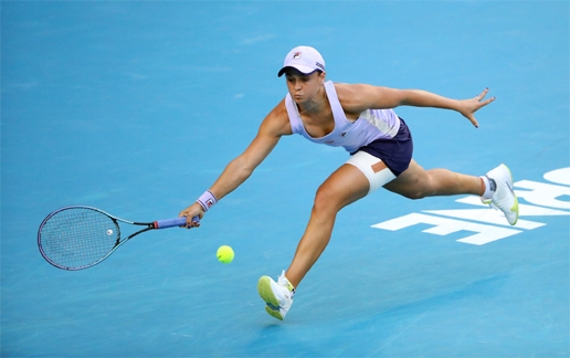 Australia's Ashleigh Barty in action during her third round match against Russia's Ekaterina Alexandrova at the Melbourne Park in Melbourne on Saturday. Barty's all-round prowess frustrated the big-hitting 29th seed in the 6-2, 6-4 third-round clash.