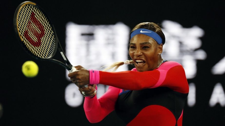 Serena Williams of the United States in action during her quarter final match against Romania's Simona Halep at Australian Open in Melbourne Park in Melbourne, Australia on Tuesday.