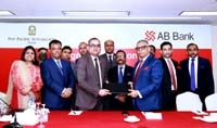 Tarique Afzal, President & Managing Director of AB Bank Limited and Asif Ahmed, Acting General Manager of Pan Pacific Sonargaon Dhaka, exchanging document after signing an agreement at the hotel on Monday. Under the deal, employees of the hotel will enjoy