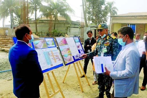 Rear Admiral Mohammad Musa, Chairman of Mongla Port Authority, visits the ongoing development projects of the port on Thursday.