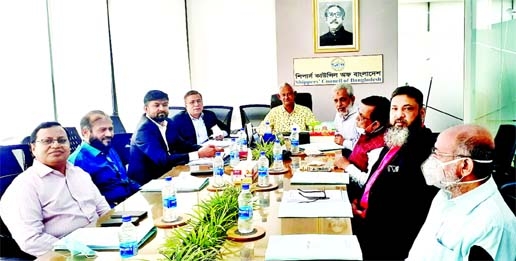 Md. Rezaul Karim, Chairman of the Shippers' Council of Bangladesh (SCB), presiding over the 6th the Board of Directors Meeting at its conference room at Dhanmondi in the city recently. Senior Vice Chairman Md Ariful Ahsan, Vice Chairman Md Monir Hossain,