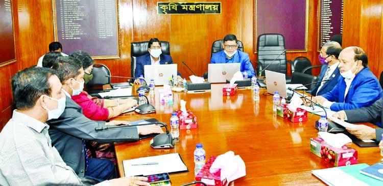 Agriculture Minister Dr Md Abdur Razzaque presides over a review meeting of projects under Annual Development Programme of 2020-21 FY at the Ministry's conference room on Sunday.