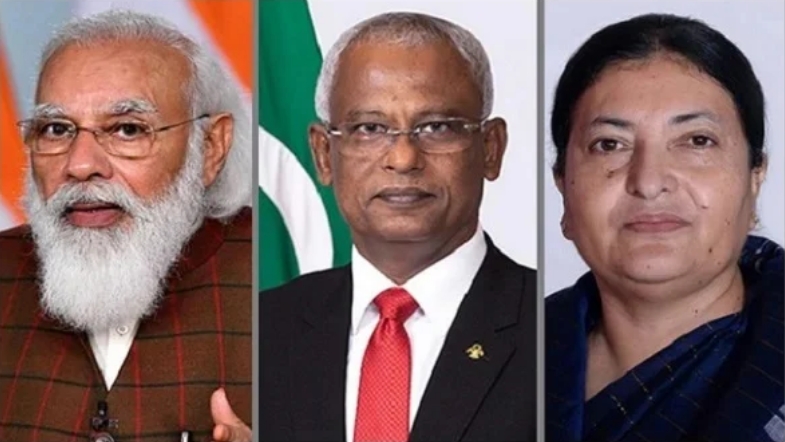 Indian Prime Minister Narendra Modi, Maldives President Ibrahim Mohamed Solih, Nepalese President Bidya Devi Bhandari