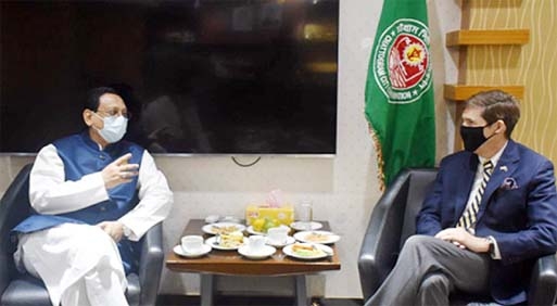 US ambassador in Bangladesh Mr. Robert Miller seen exchanging views with the Chattogram city Mayor Rezaul Karim Chowdhury on Sunday at Mayor office chamber.