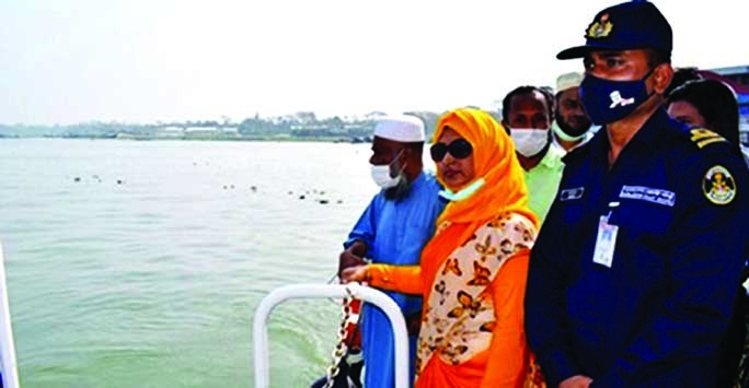 Anjana Khan Majlish joined the Mobile Court drives on different parts of the Meghna-Padma rivers in Chandpur, Haimchar and Matlab Uttar Upazilas on Monday. River Police Super, Coastguards Commander, Sadar UNO, Dist Fisheries officer and Executive Magistr