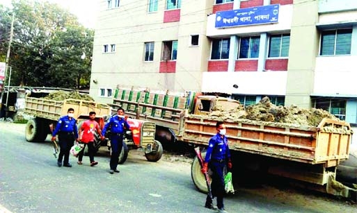 Police are driving against theft of sands and earth in different places of Pabna district's Ishwardi upazila and arrested nine drivers in last few days.