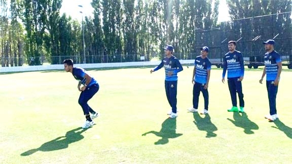 Members of Bangladesh Cricket team during their practice session at the Lincoln Ground in New Zealand on Thursday.