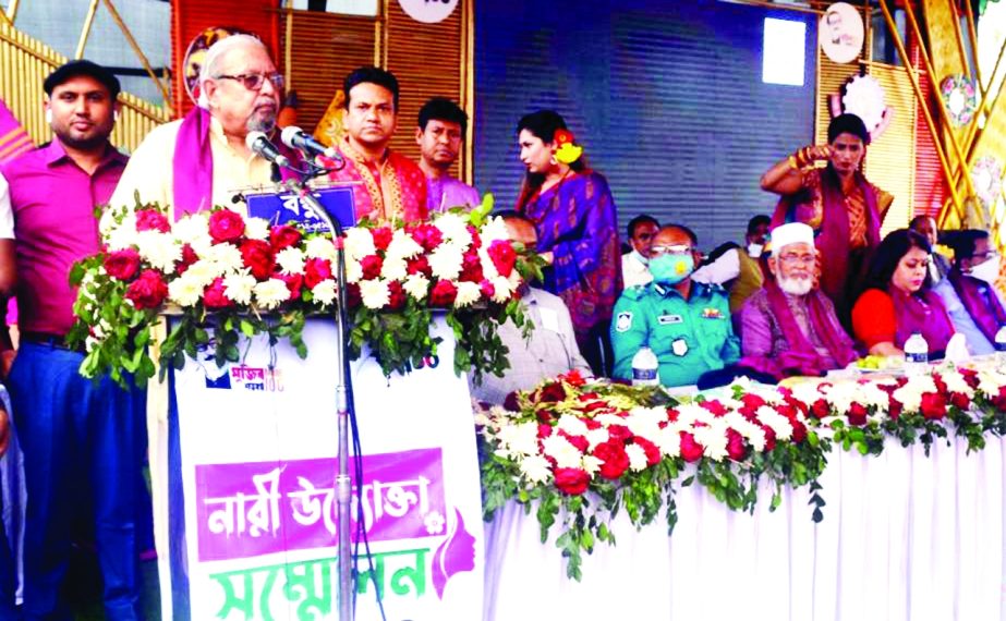 Minister for Expatriate Welfare and Overseas Employment Imran Ahmed speaks at a Women Entrepreneurship Conference and Products Display' 2021 held at Sylhet on Monday.