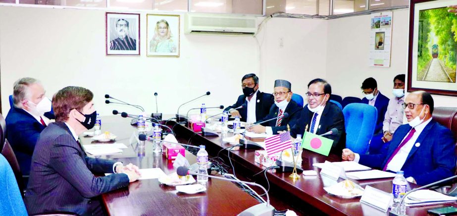 US Envoy to Bangladesh Earl R Miller at a bilateral meeting with Railways Minister Nurul Islam Sujan at the latter's office of the ministry on Wednesday.