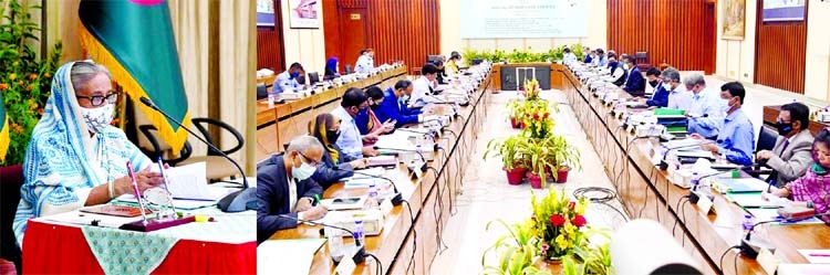 Prime Minister Sheikh Hasina presiding over the ECNEC meeting through virtually held at NEC conference room on Tuesday.