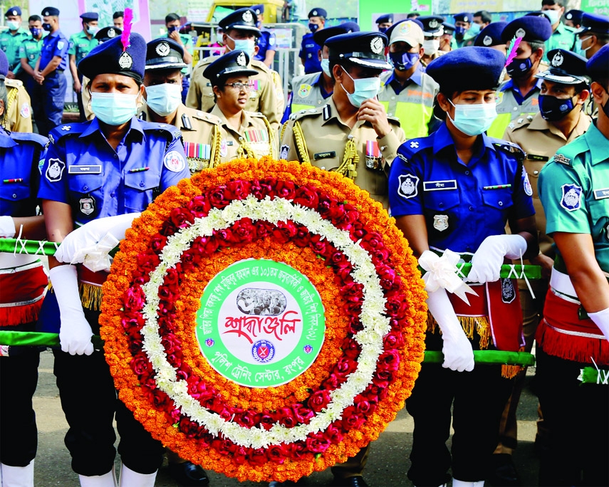 People of all walks of life pay homage to Bangabandhu Sheikh Mujibur Rahman on the occasion of his birth centenary on Wednesday. Wreaths were laid at the Bangabandhu's mural in Rangpur city marking the birth centenary and National Children's Day. Rangpu