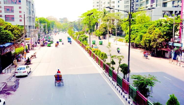 Dhaka city looks deserted as the day was a pubic holiday so the environment was free from air pollution. This photo was taken from Kakrail area in the capital on Wednesday.