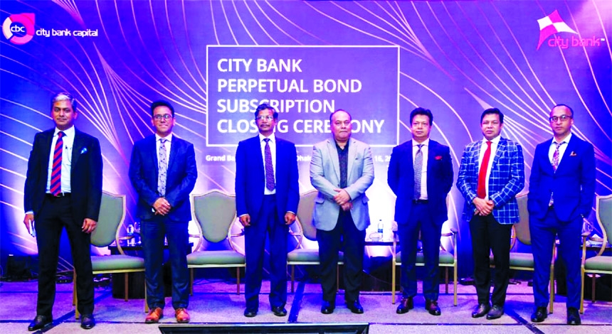 City Bank Limited completed issuance of the country's first ever Basel-III compliant, Additional Tier-I, Contingent-Convertible Perpetual Bond of Tk. 400crore. Professor Shibli Rubayat Ul Islam, Chairman of Bangladesh Securities and Exchange Commission (