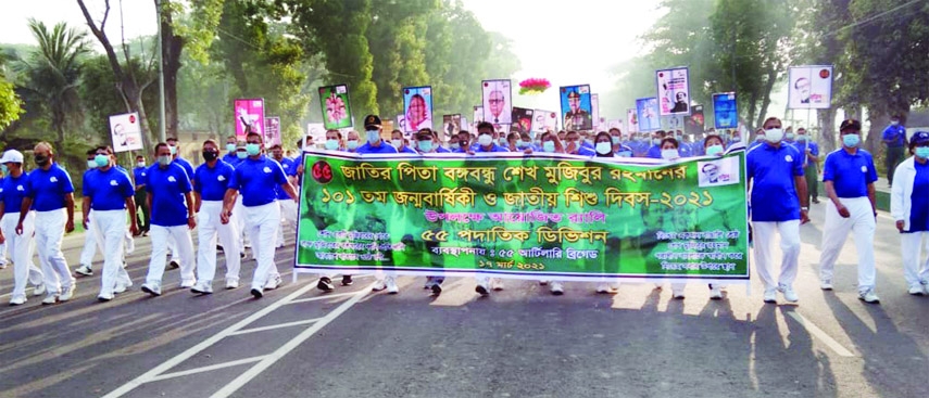 The view of a rally at Jashore Cantonment marking the 101st birthday of Father of the Nation Bangabandhu Sheikh Mujibur Rahman and National Children's Day on Wednesday.