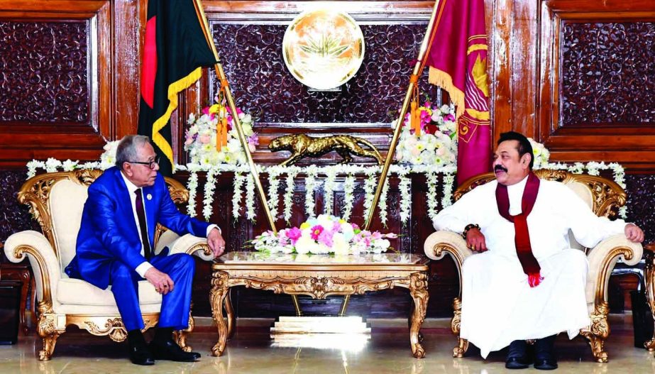Visiting Sri Lankan Prime Minister Mahinda Rajapaksa calls on President Abdul Hamid at Bangabhaban on Saturday.