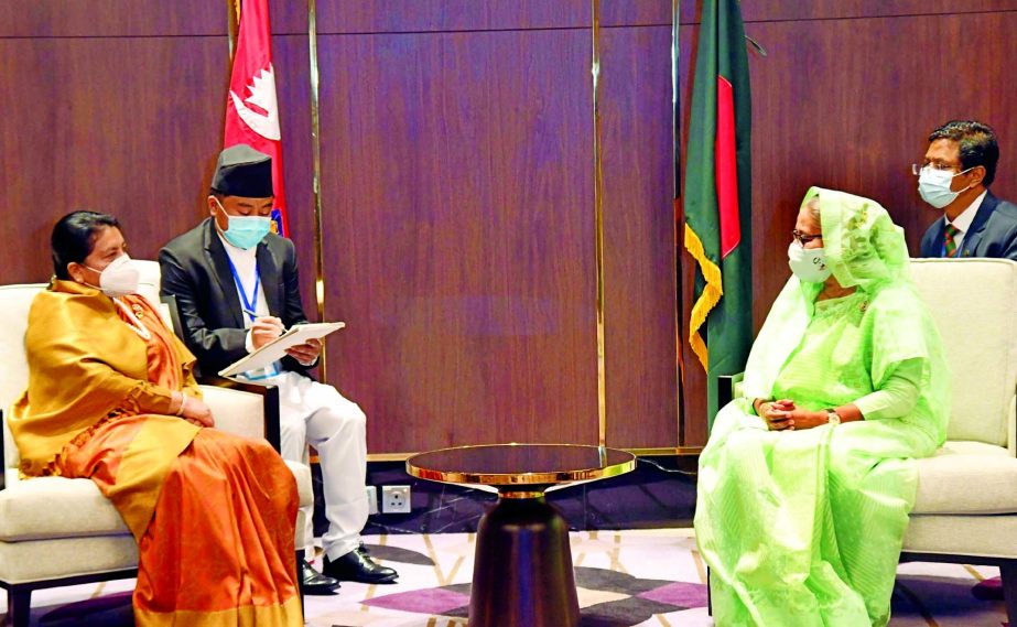 Prime Minister Sheikh Hasina met Nepali President Bidya Devi Bhandari at Hotel InterContinental Dhaka on Monday.
