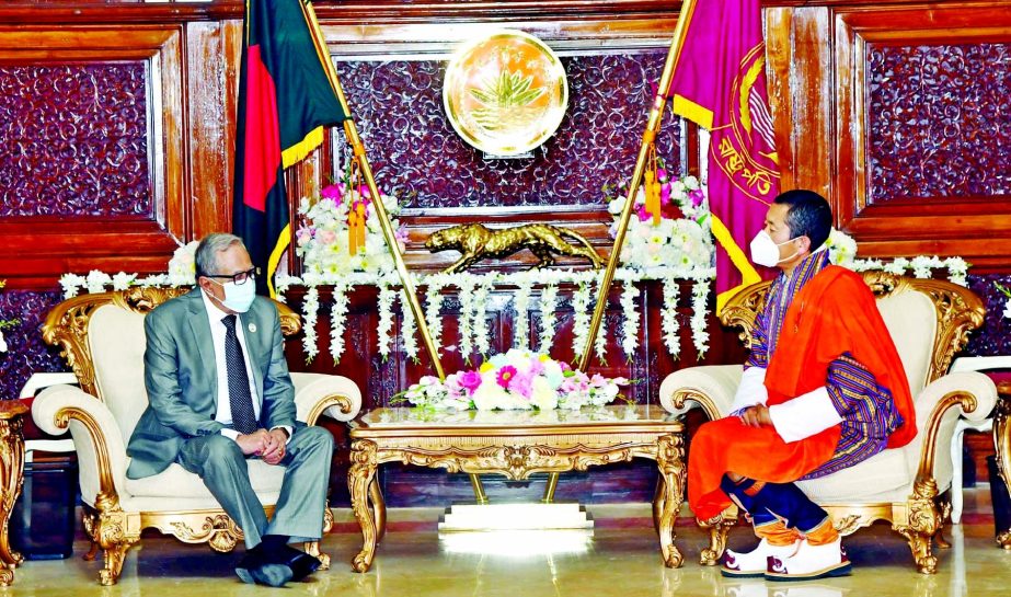 Visiting Bhutanese Prime Minister Dr. Lotay Tshering calls on President Abdul Hamid at Bangabhaban on Wednesday.