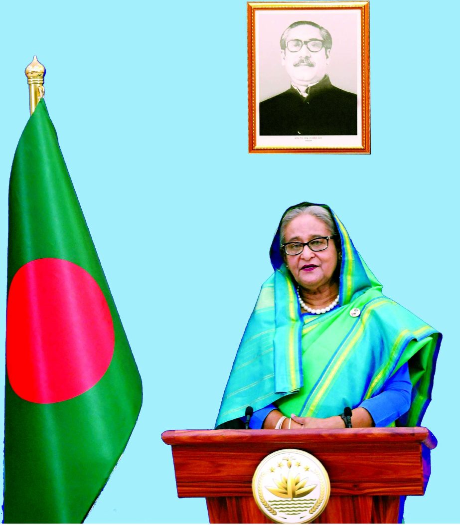 Prime Minister Sheikh Hasina speaks at a meeting on 'Financing for Development in the Era of Covid-19 and Beyond Initiative' with the heads of states and governments virtually organised by the United Nations on Monday.