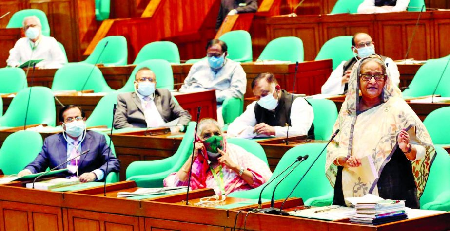 Prime Minister Sheikh Hasina delivers her speech on the first day of the twelfth session of the eleventh Jatiya Sangsad on Thursday. PID photo