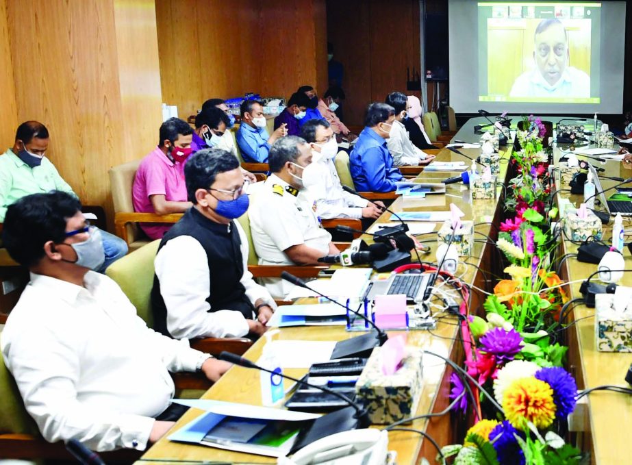 Home Minister Asaduzzaman Khan inaugurates 'River Securiity Week-2021' virtually at the seminar room of the Shipping Ministry on Wednesday. State Minister for Shipping Khalid Mahmud Chowdhury was present on the occasion.