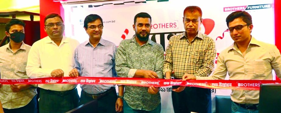 Habibur Rahman Sharkar, Chairman of Brothers Furniture Limited, inaugurating a new showroom of the company at Mira bazar.in Shylet recently. Senior officials of the company and local elites were present.