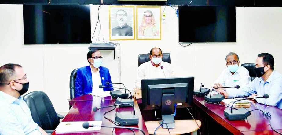 Railway Minister Nurul Islam Sujan speaks at a press briefing on 'Plying of goods including agricultural products carrying train' at the seminar room of the ministry on Tuesday.