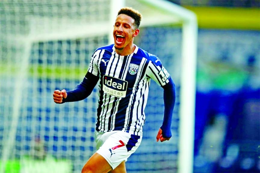 West Brom striker Callum Robinson celebrates after scoring against Southampton at The Hawthorns, West Bromwich on Monday.