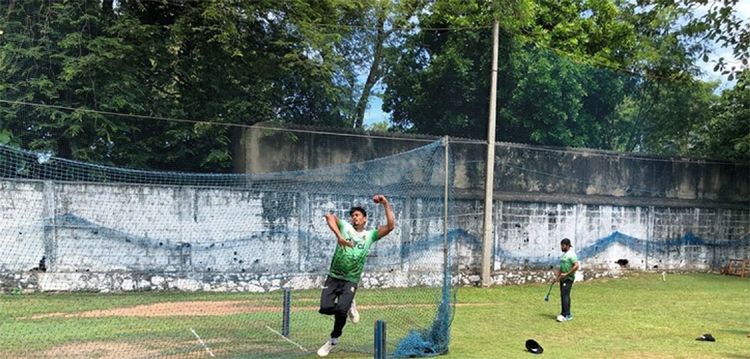 Left-arm spinner Taijul Islam of Bangladesh preliminary squad, taking part in the practice session in Negombo, Sri Lanka on Thursday.