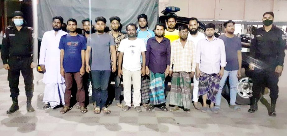 RAB-10 detains 21 gamblers conducting raids at Siddhirganj and South Keraniganj on Saturday.