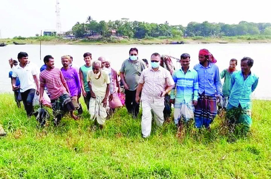Rejowan Ahamed Tofique MP visits haor areas to exchange views with farmers regarding Boro Paddy harvesting at his constituency on Sunday.