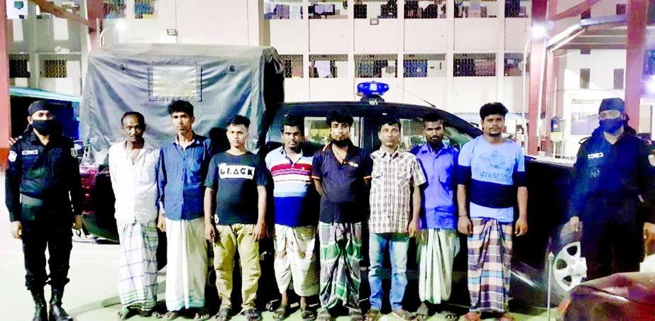 RAB-10 detains 11gamblers and drug peddlers conducting raids at South Keraniganj on Tuesday.