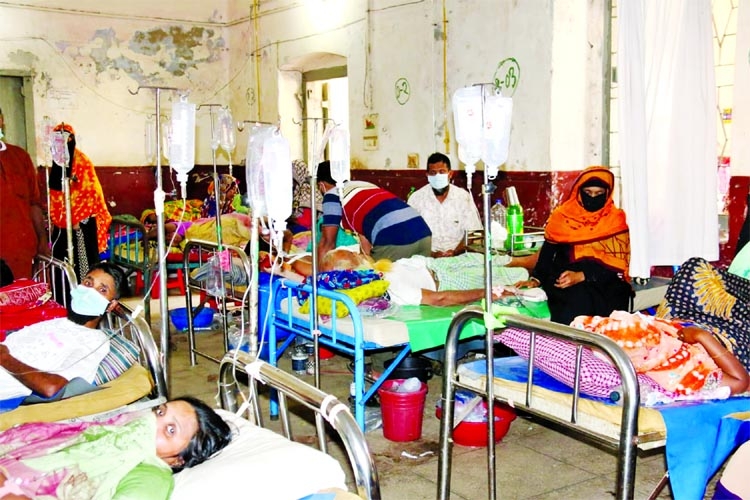 Patients admitted to the Barishal Sher-e-Bangla Medical College Hospital as diarrhoea has broken out in recent days. This photo was taken on Wednesday.