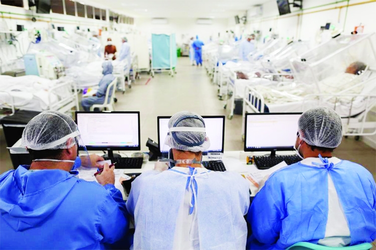 A view of the Intensive Care Unit treating Covid-19 patients, in the Gilberto Novaes Hospital, in Manaus, Brazil.