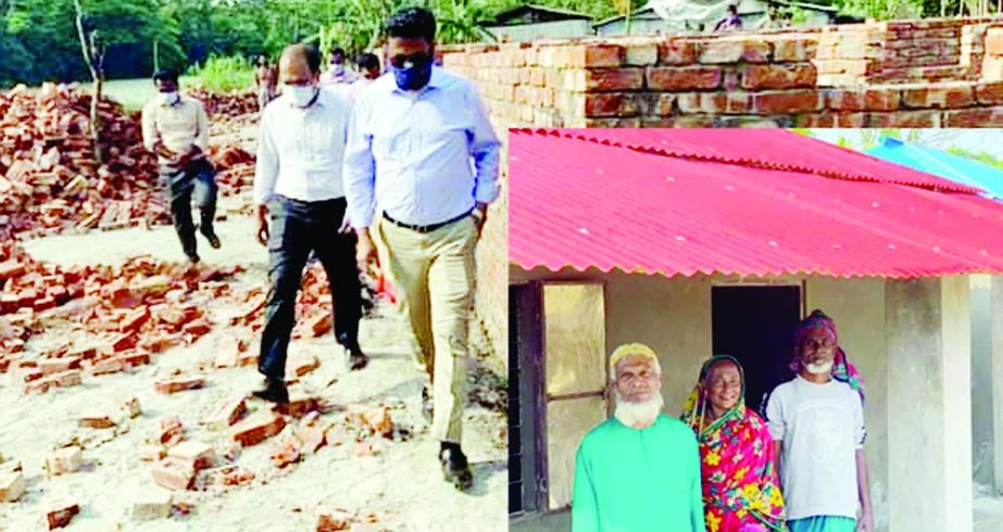 Barisal Deputy Commissioner Jasim Uddin recently visits Sihangbhag area of Banaripara in Barisal to inspect the construction work of houses given to the landless poor of the locality by Prime Minister Sheikh Hasina.