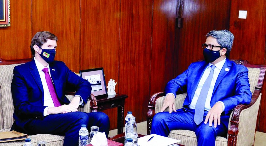 US Envoy to Bangladesh Earl Robert Miller calls on State Minister for Foreign Affairs Shahriar Alam at the latter's office of the ministry on Monday.