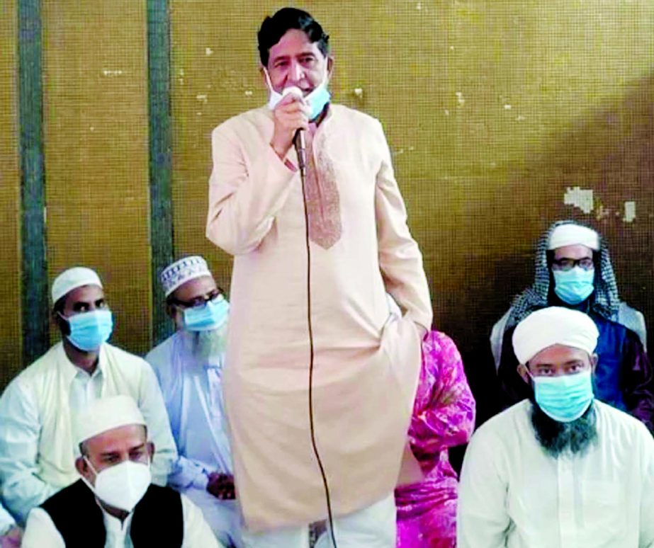 Agriculture Minister Dr. Abdur Razzaque speaks at a Milad and Doa Mahfil at the Baitul Mokarram National Mosque in the city on Monday marking Sheikh Hasina's Homecoming Day.