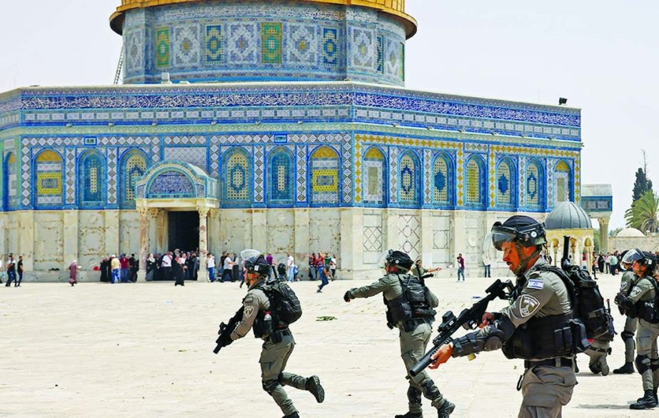 Israeli security forces and Palestinian Muslim worshippers clash in Jerusalem's Al-Aqsa mosque compound, the third holiest site of Islam, on Friday.