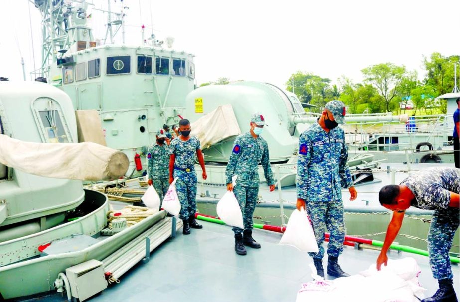 Naval Forces take all out preparation to resist cyclone Yaas. The snap was taken on Wednesday. ISPR photo
