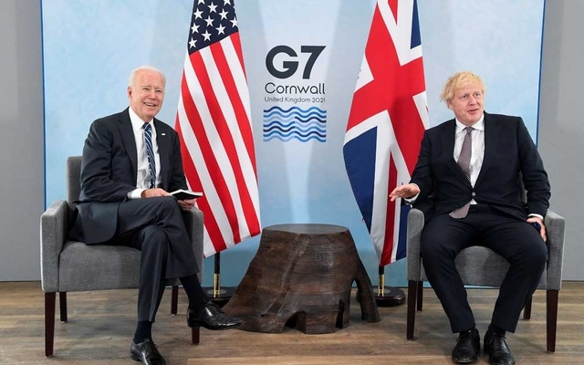 Britain's Prime Minister Boris Johnson meets with US President Joe Biden, ahead of the G7 summit, at Carbis Bay, Cornwall, Britain June 10, 2021. Photo: Reuters
