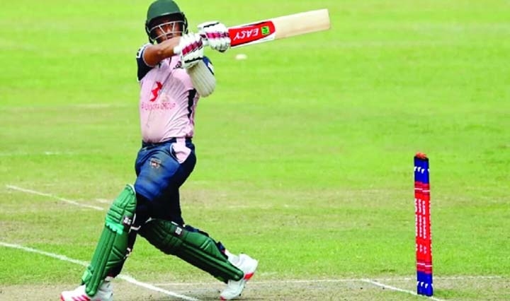 Mohammad Ashraful of Sheikh Jamal Dhanmondi Club Limited plays a shot against Dhaka Abahani Limited in their Super League match of the Bangabandhu Dhaka Premier League Cricket at the Sher-e-Bangla National Cricket Stadium in the city's Mirpur on Thur