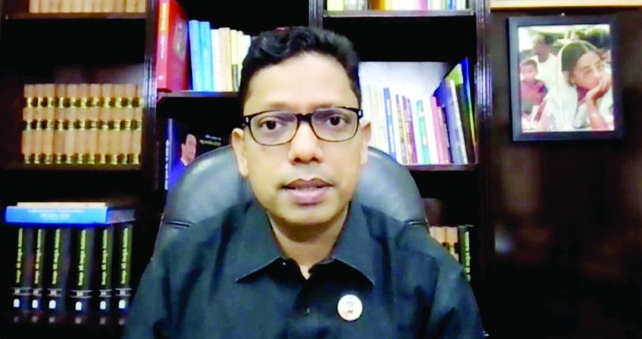 State Minister for ICT Zunaid Ahmed Palak speaks online on the occasion of journey of International Institute of Business Analysis, Bangladesh Chapter in the city on Saturday.
